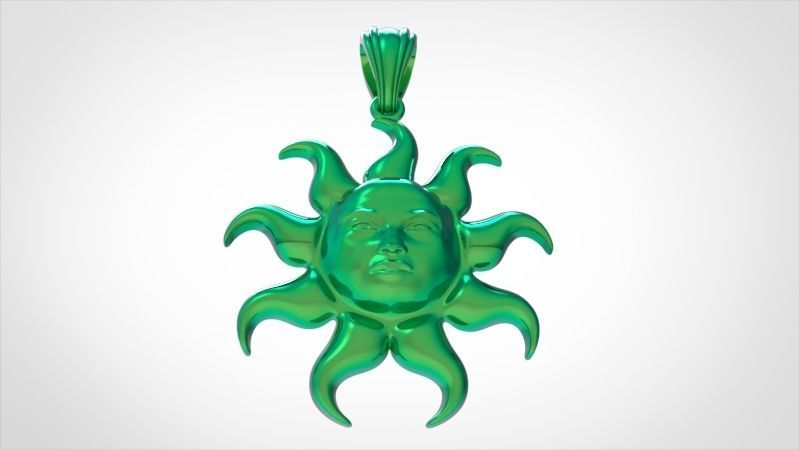 Italian Designer Sun Face Pendant Necklace Jewelry 3D print model_21