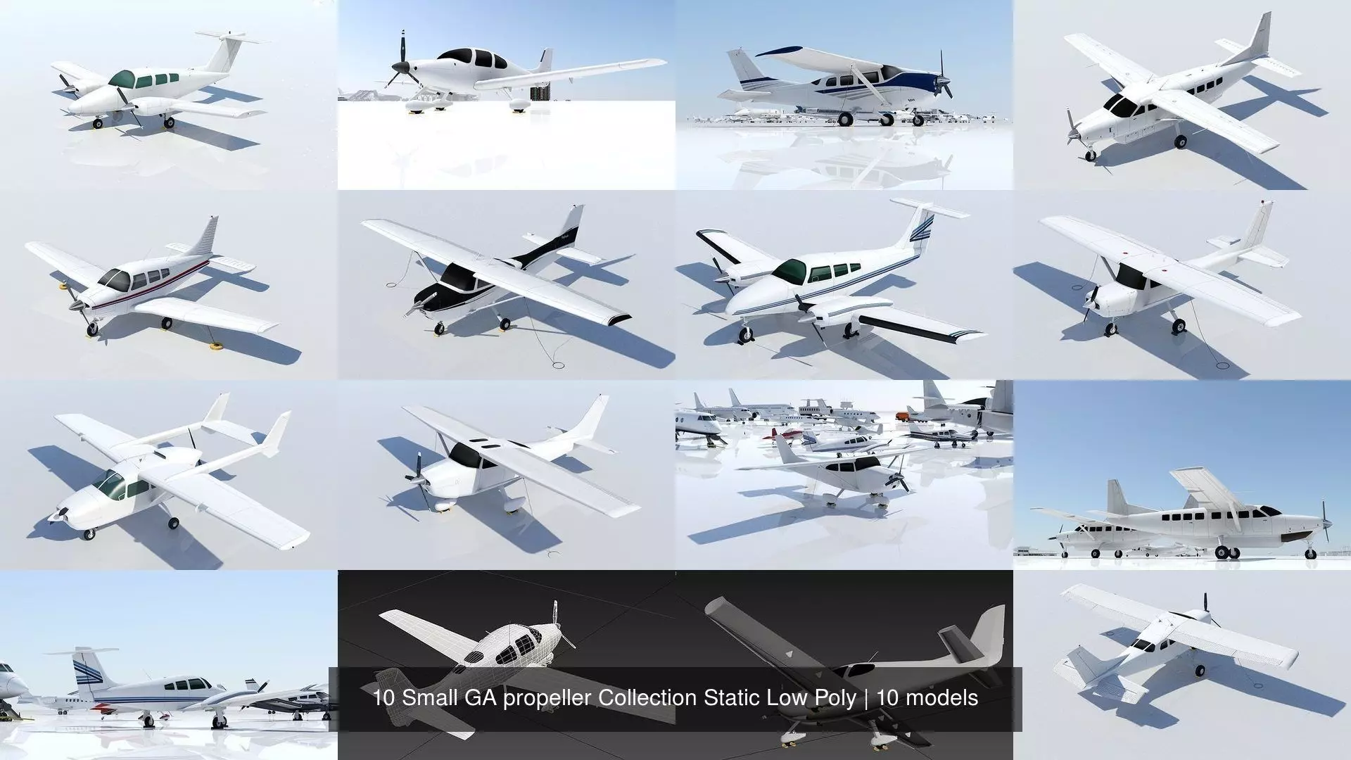 10 Small GA propeller Collection Static Low Poly _0