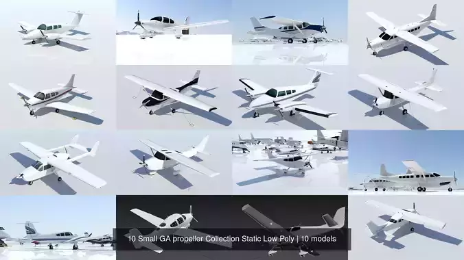 10 Small GA propeller Collection Static Low Poly 