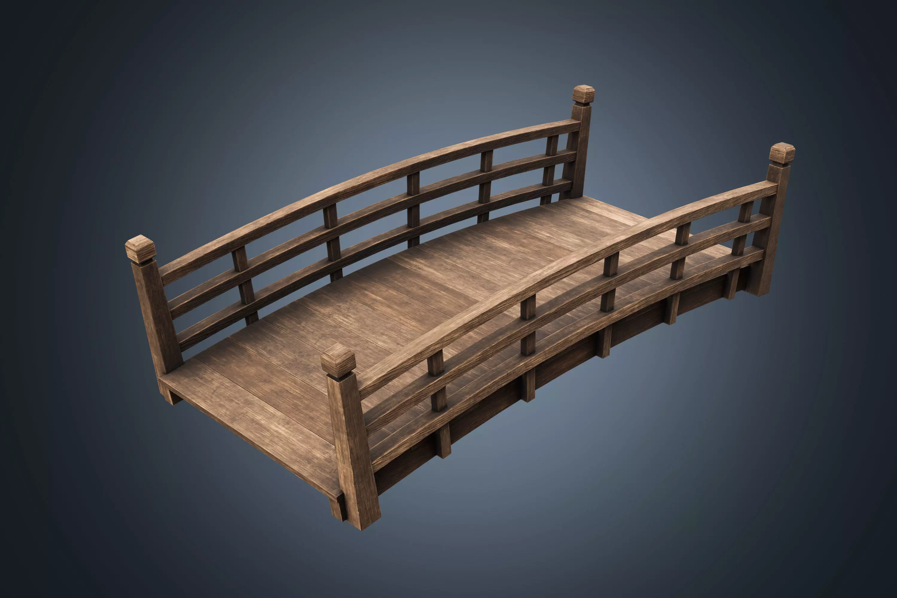 Wooden Bridge PBR Game Ready Low-poly 3D model