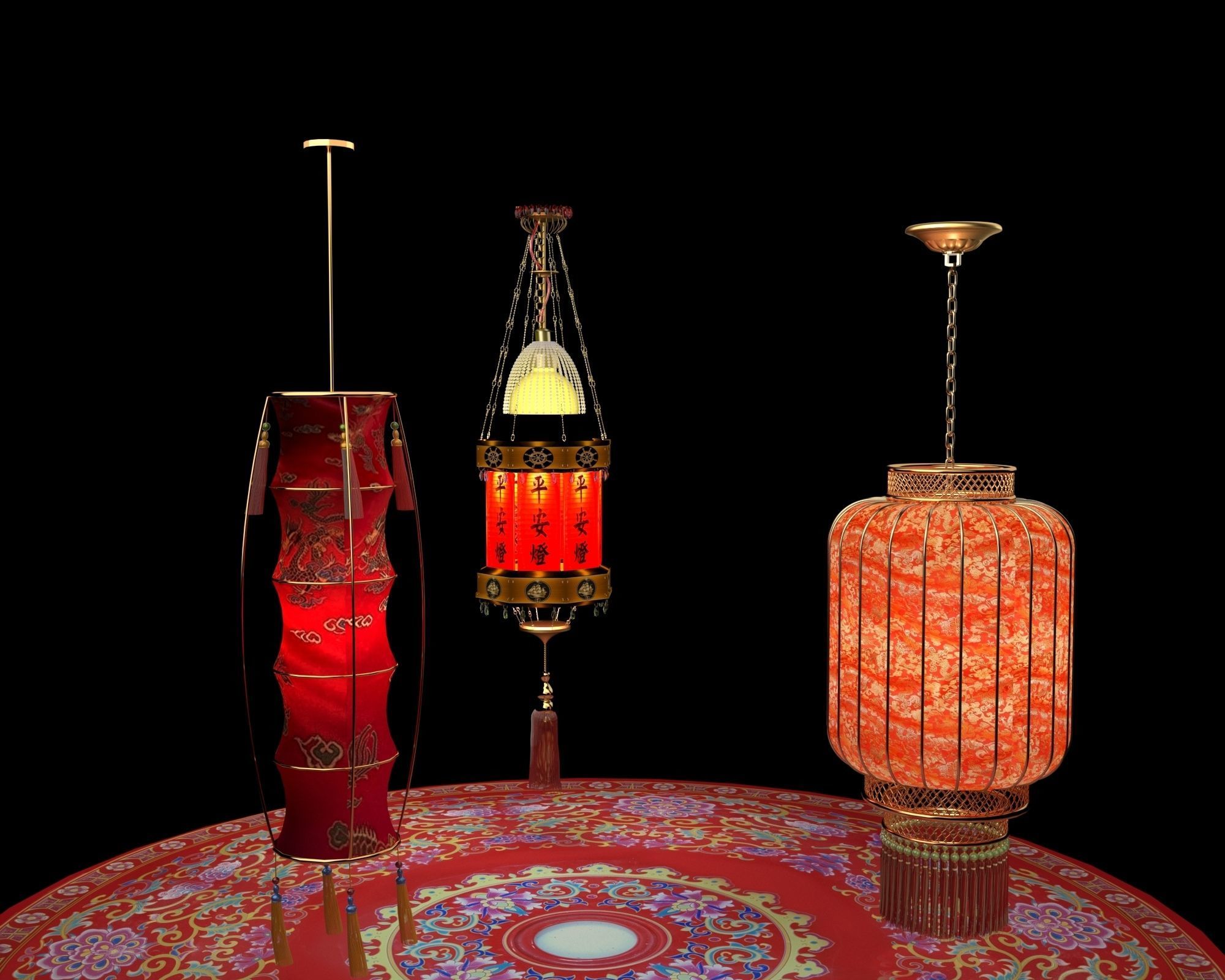 Chinese red  Lantern   3D model_2