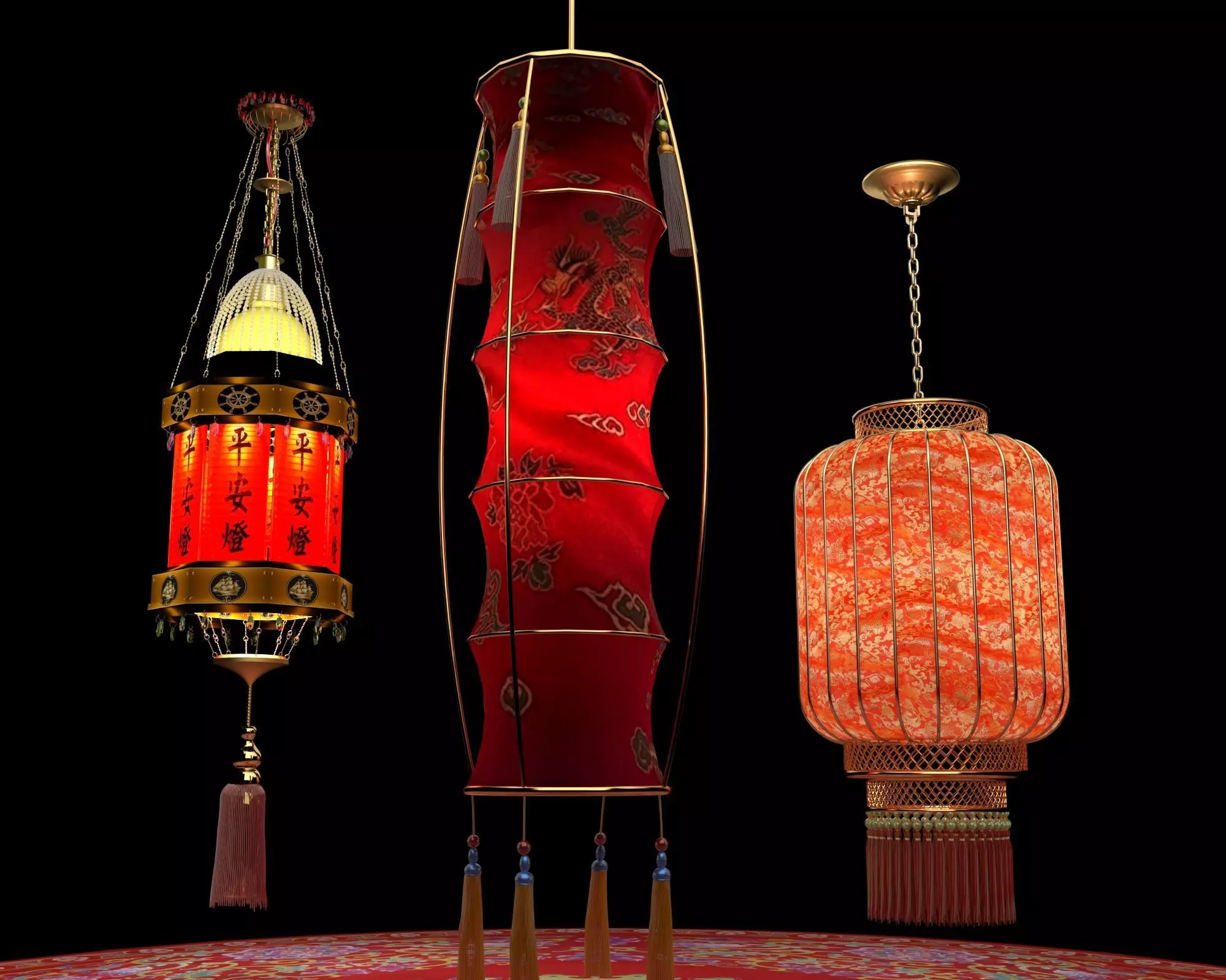 Chinese red  Lantern   3D model_0