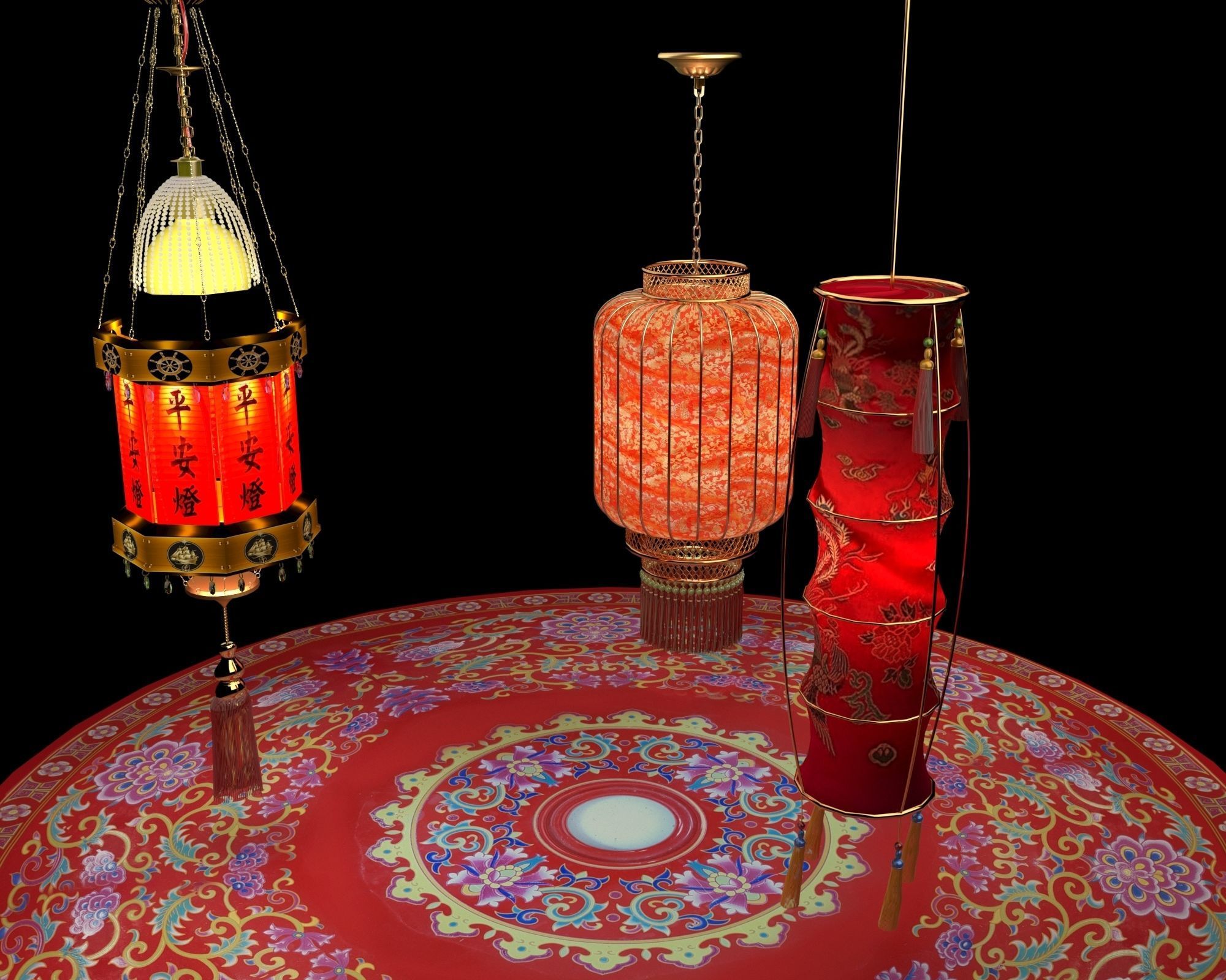 Chinese red  Lantern   3D model_3