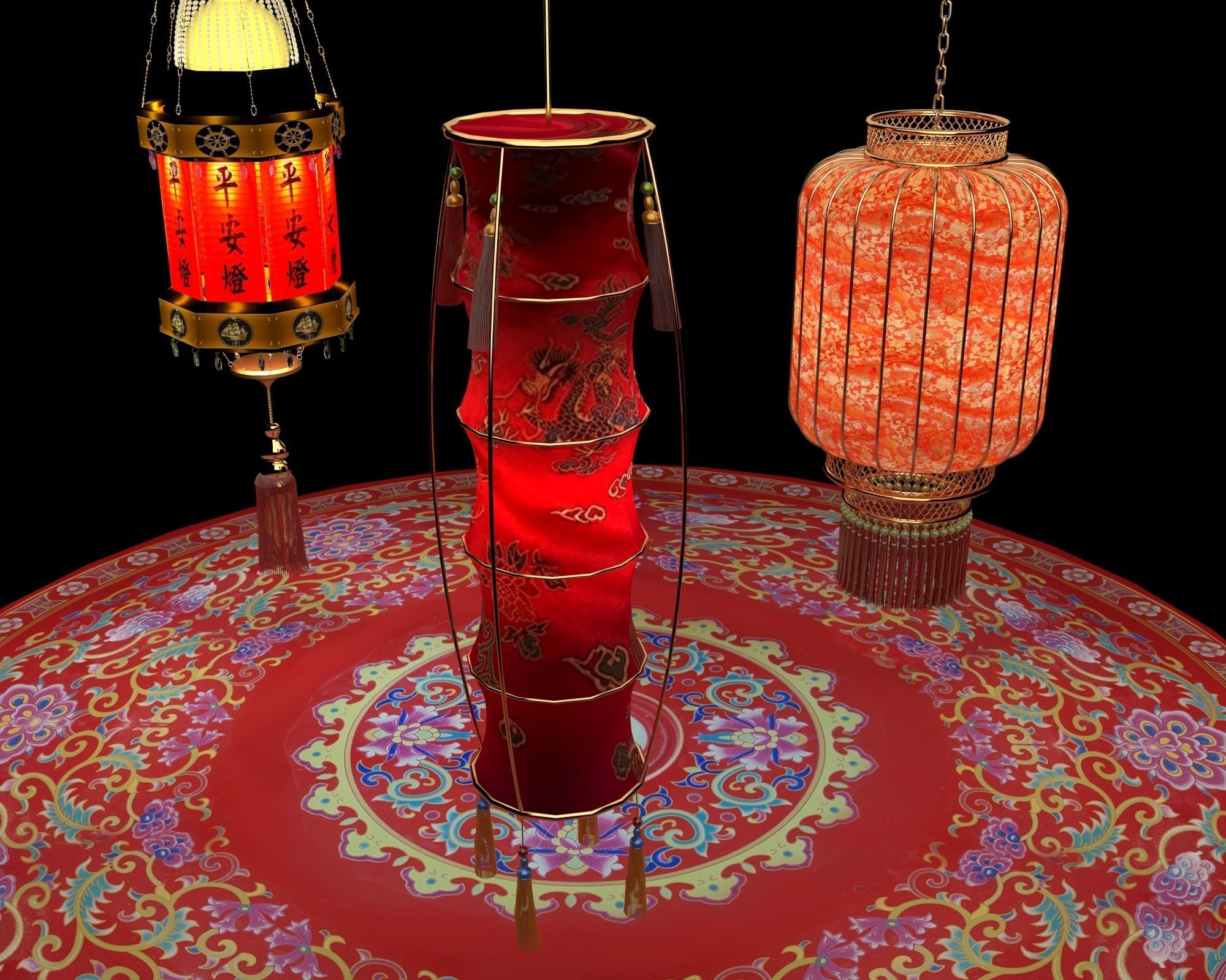 Chinese red  Lantern   3D model_4