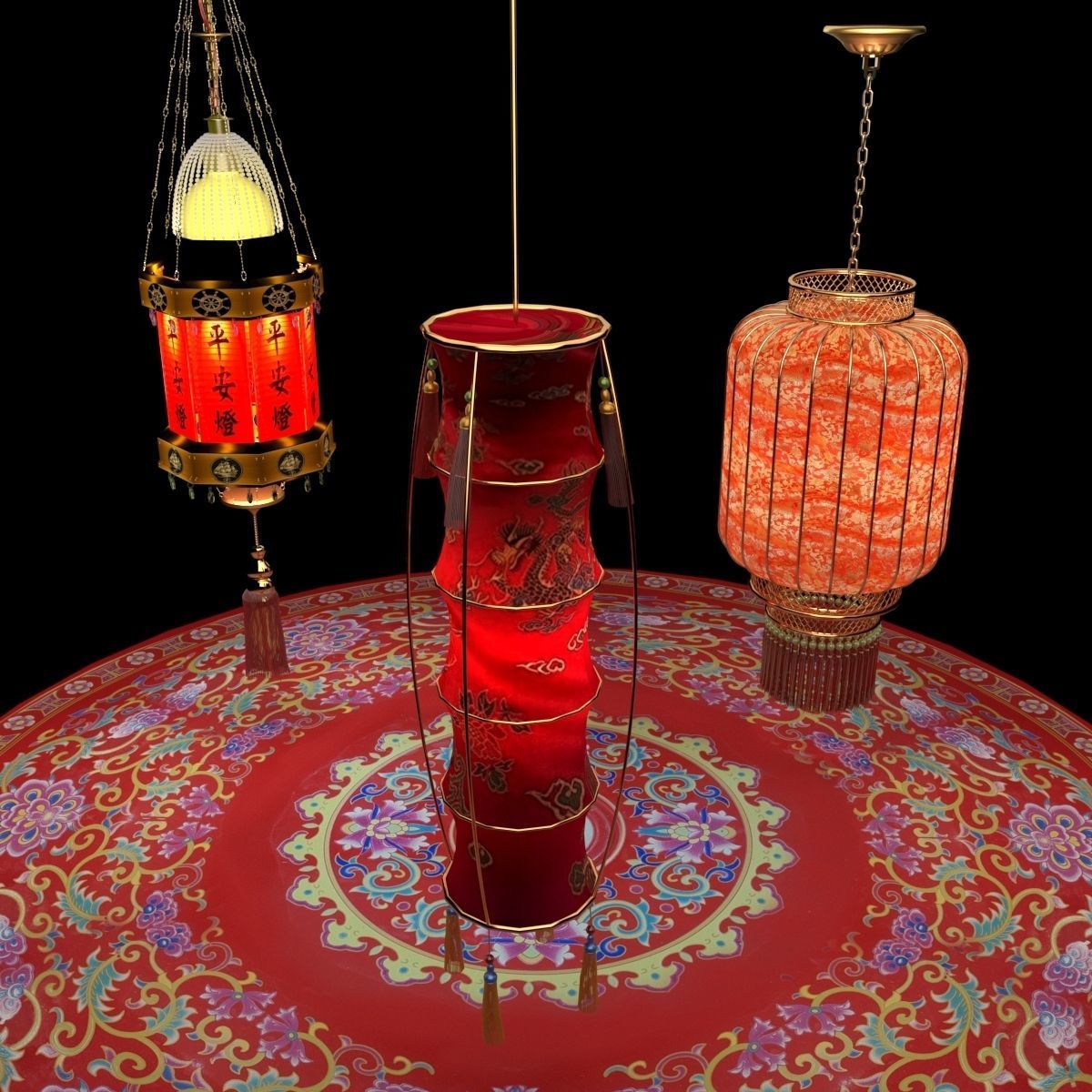 Chinese red  Lantern   3D model_5