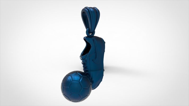 Soccer Shoe and Ball Pendant Necklace Jewelry 3D print model_25