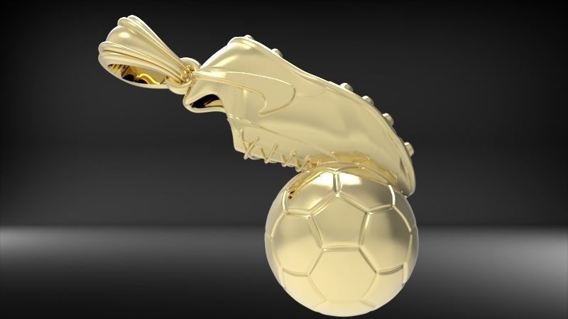 Soccer Shoe and Ball Pendant Necklace Jewelry 3D print model_10