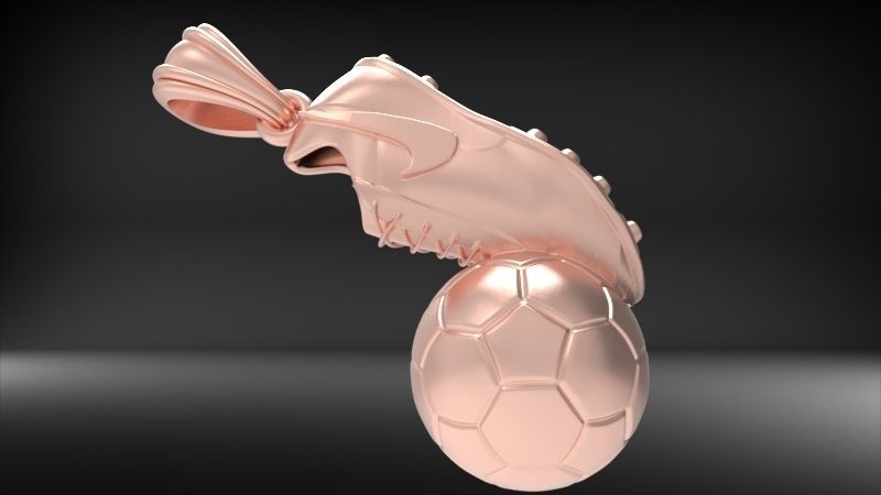 Soccer Shoe and Ball Pendant Necklace Jewelry 3D print model_8