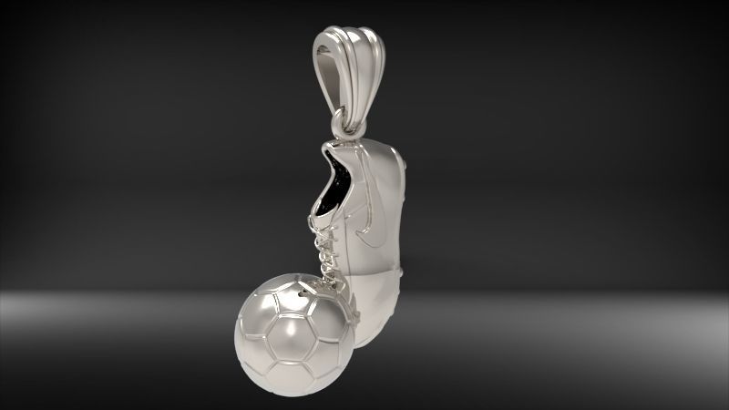 Soccer Shoe and Ball Pendant Necklace Jewelry 3D print model_27