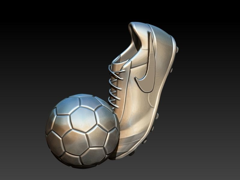 Soccer Shoe and Ball Pendant Necklace Jewelry 3D print model_22