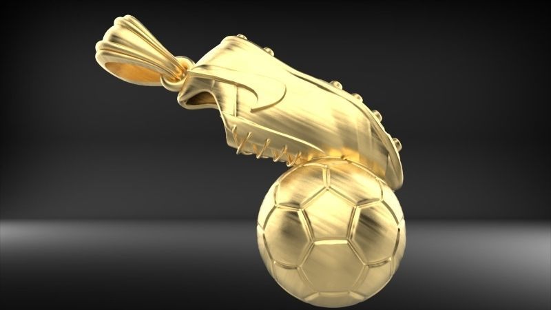 Soccer Shoe and Ball Pendant Necklace Jewelry 3D print model_14