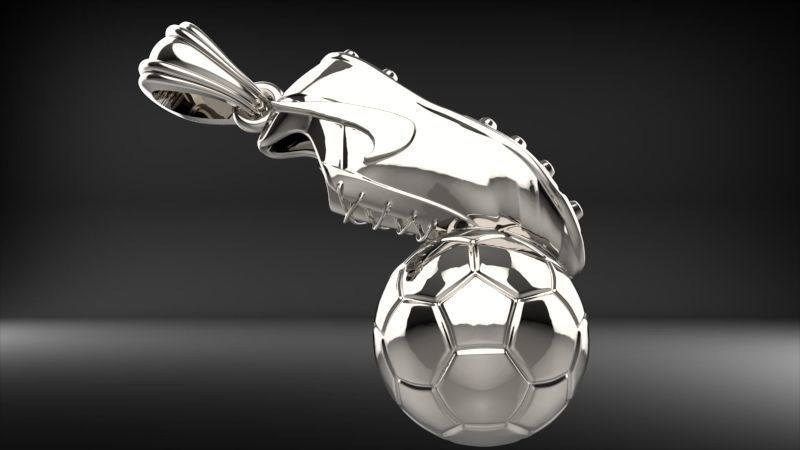 Soccer Shoe and Ball Pendant Necklace Jewelry 3D print model_16