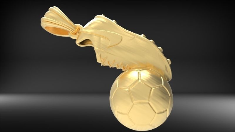 Soccer Shoe and Ball Pendant Necklace Jewelry 3D print model_6