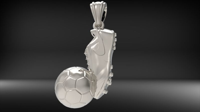 Soccer Shoe and Ball Pendant Necklace Jewelry 3D print model_31