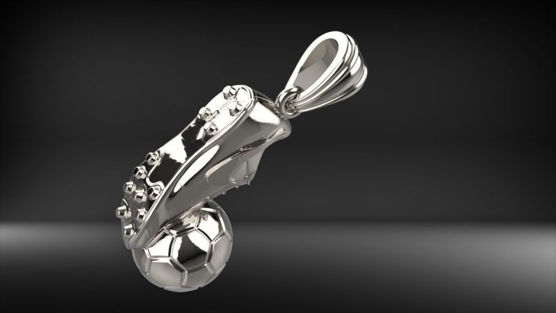 Soccer Shoe and Ball Pendant Necklace Jewelry 3D print model_17