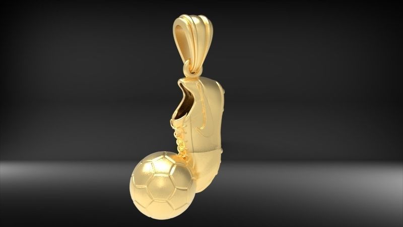 Soccer Shoe and Ball Pendant Necklace Jewelry 3D print model_28