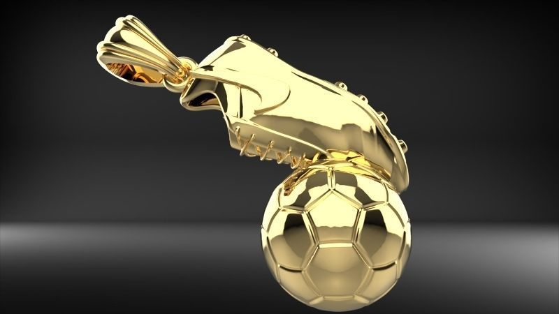 Soccer Shoe and Ball Pendant Necklace Jewelry 3D print model_12