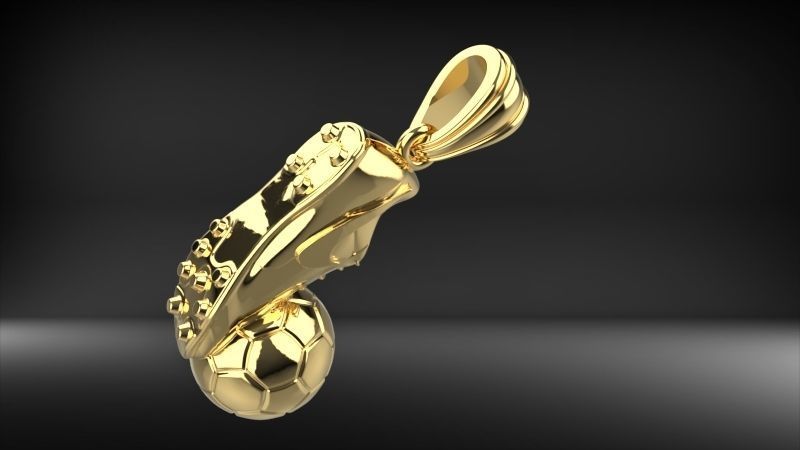 Soccer Shoe and Ball Pendant Necklace Jewelry 3D print model_18