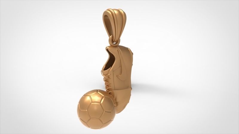 Soccer Shoe and Ball Pendant Necklace Jewelry 3D print model_24