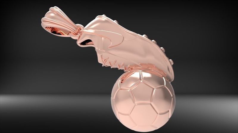 Soccer Shoe and Ball Pendant Necklace Jewelry 3D print model_9