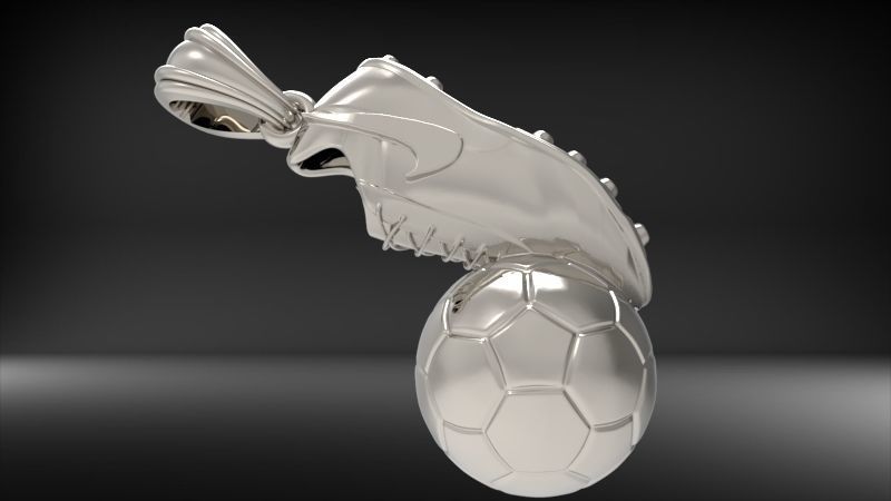 Soccer Shoe and Ball Pendant Necklace Jewelry 3D print model_33