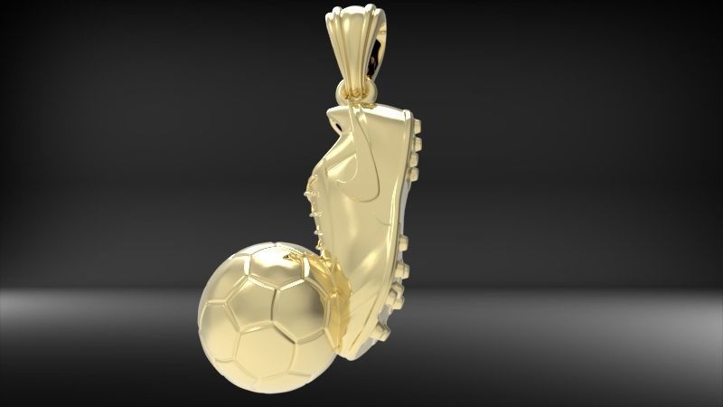 Soccer Shoe and Ball Pendant Necklace Jewelry 3D print model_30