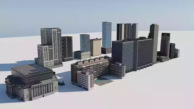 City Buildings Lowpoly Game Ready Free low-poly 3D model