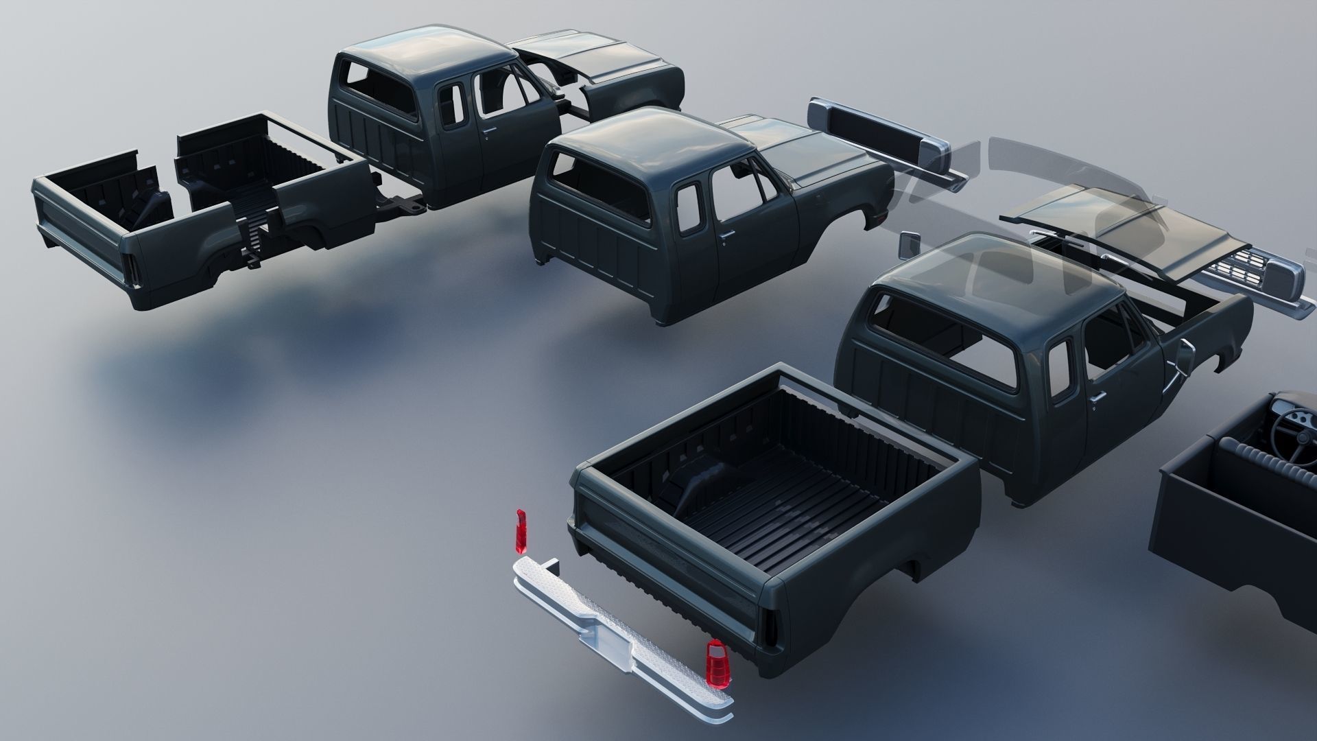 Dodge W150 Club Cab 1979 3D print model_19