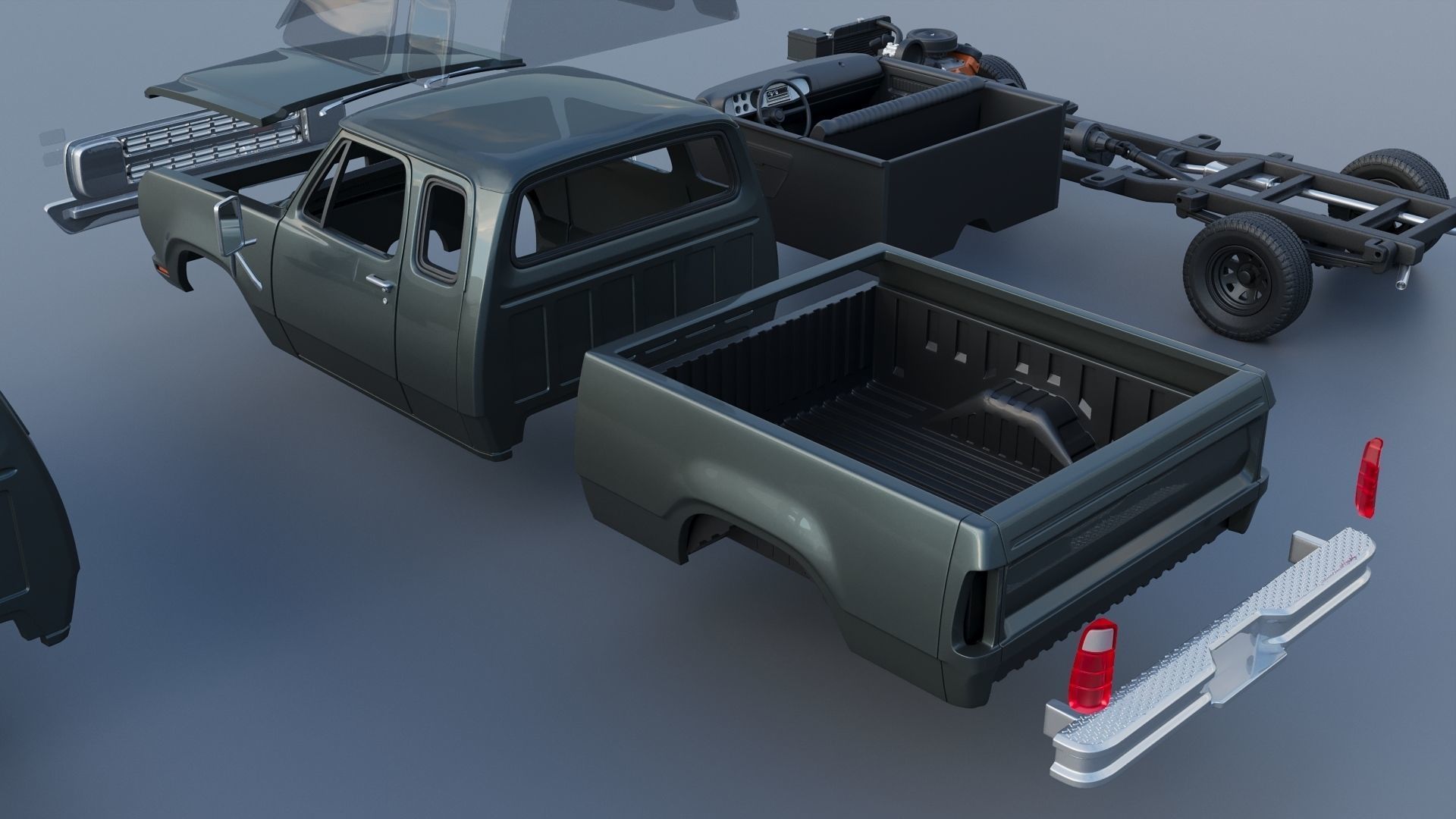 Dodge W150 Club Cab 1979 3D print model_18