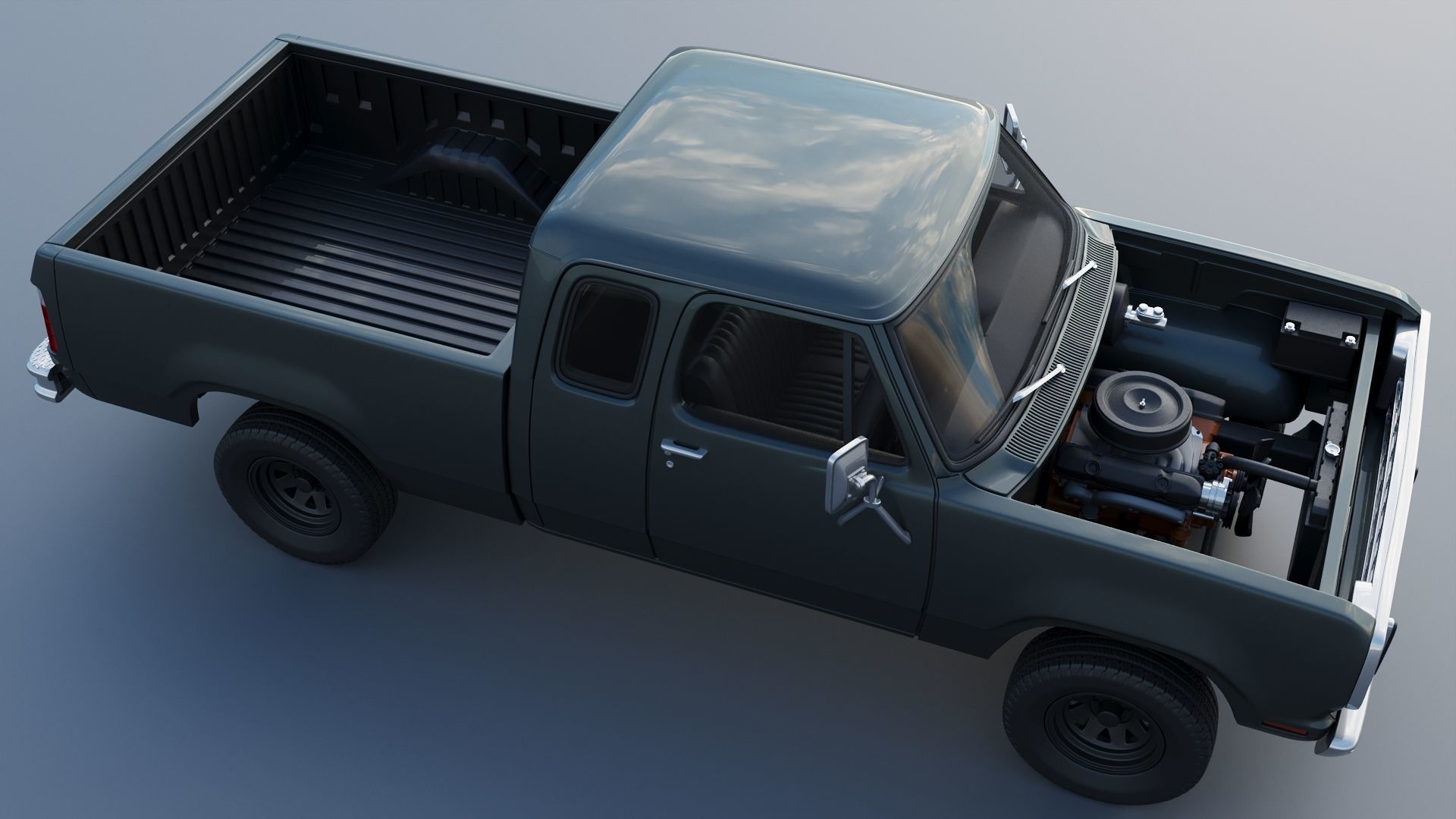 Dodge W150 Club Cab 1979 3D print model_13