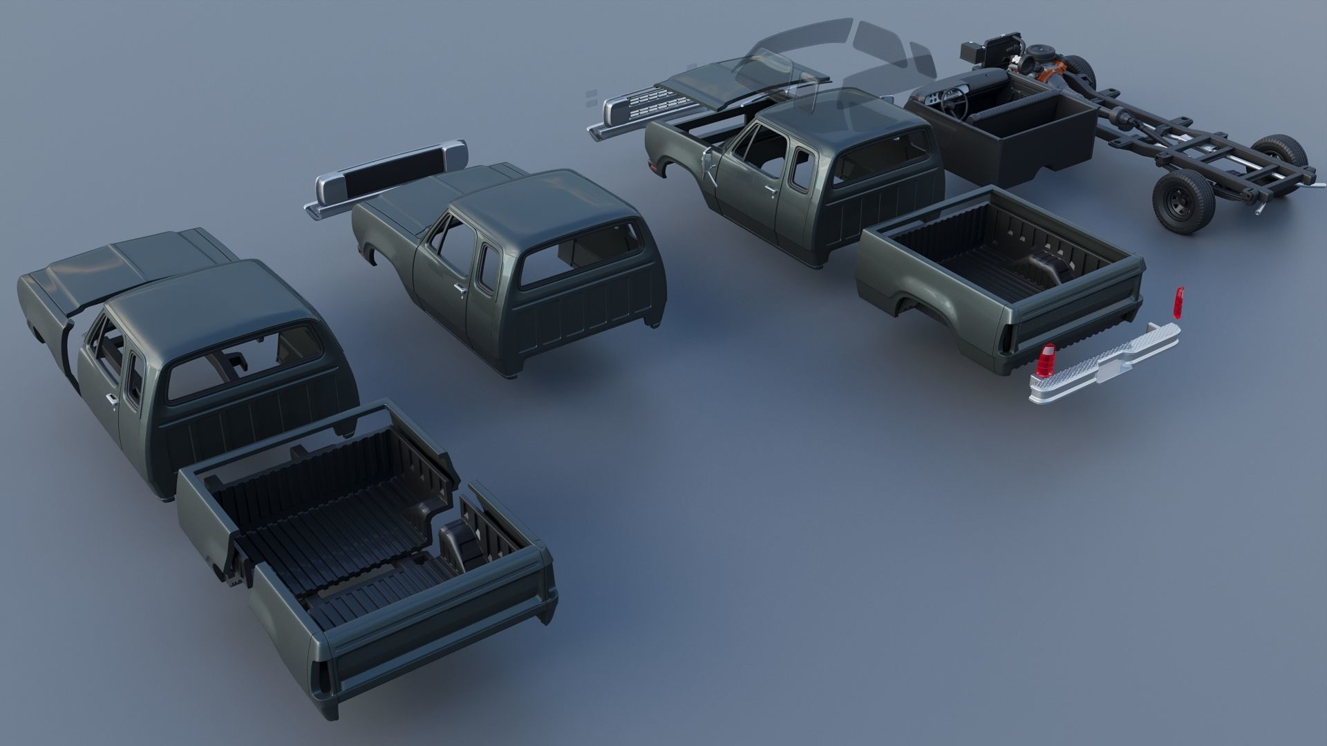 Dodge W150 Club Cab 1979 3D print model_17