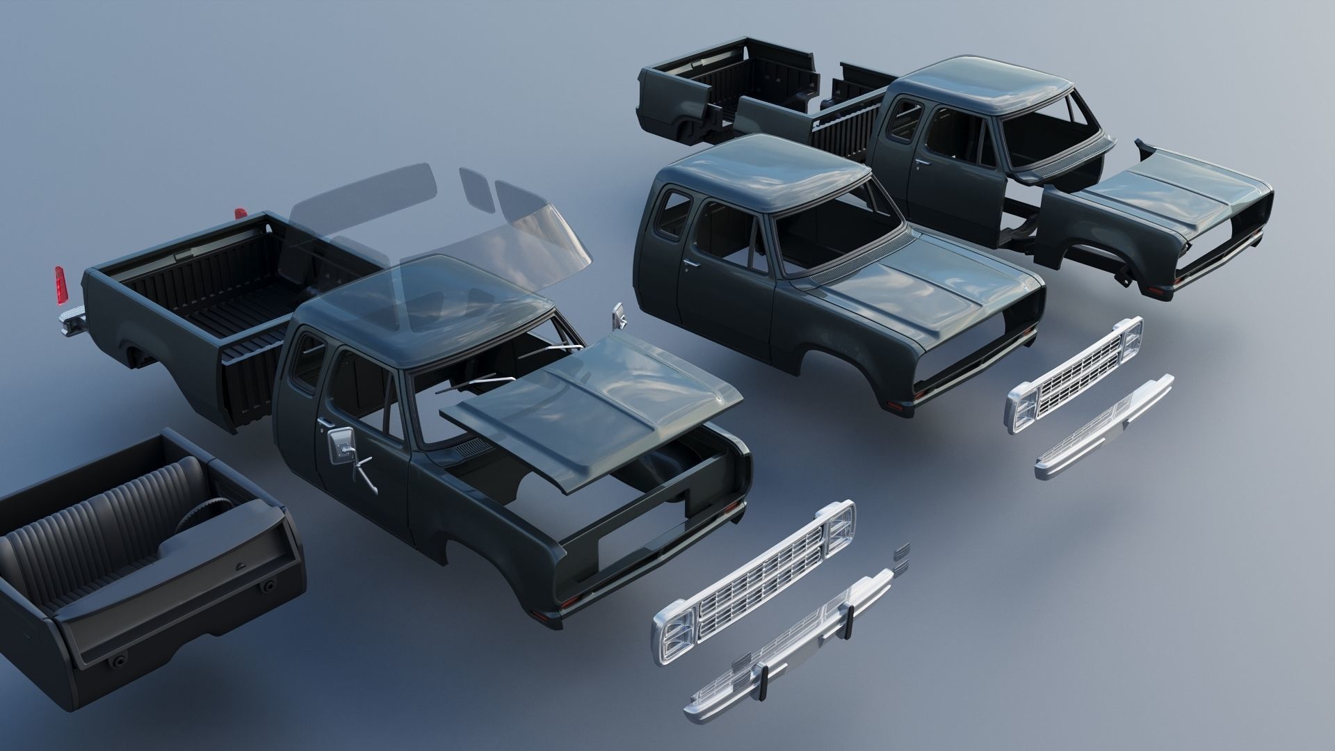 Dodge W150 Club Cab 1979 3D print model_21