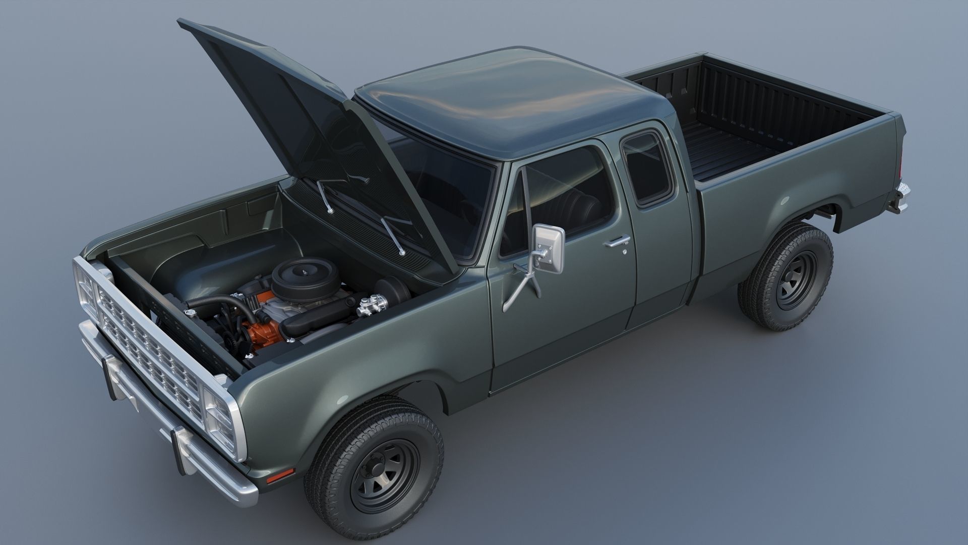 Dodge W150 Club Cab 1979 3D print model_11