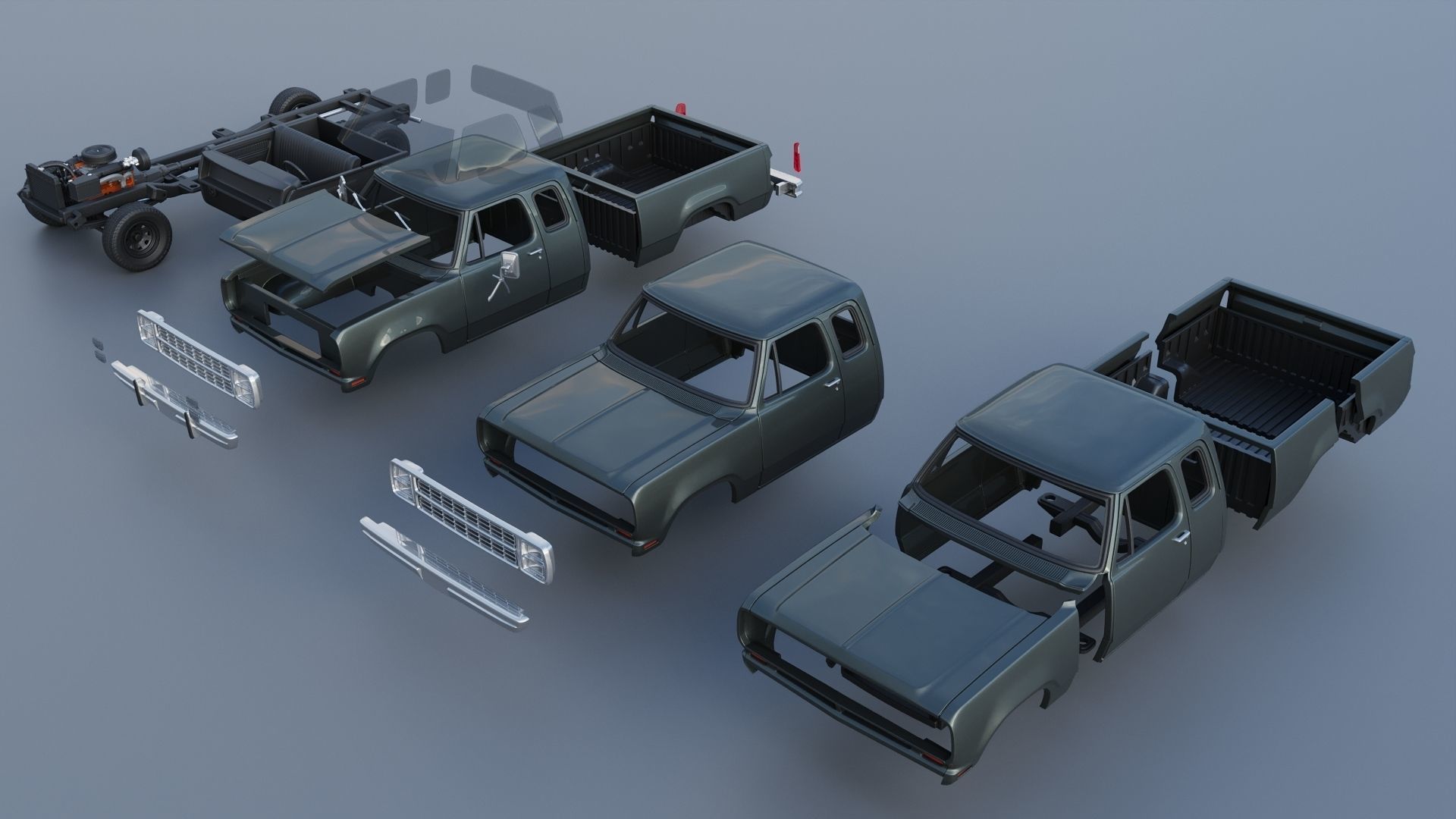 Dodge W150 Club Cab 1979 3D print model_15