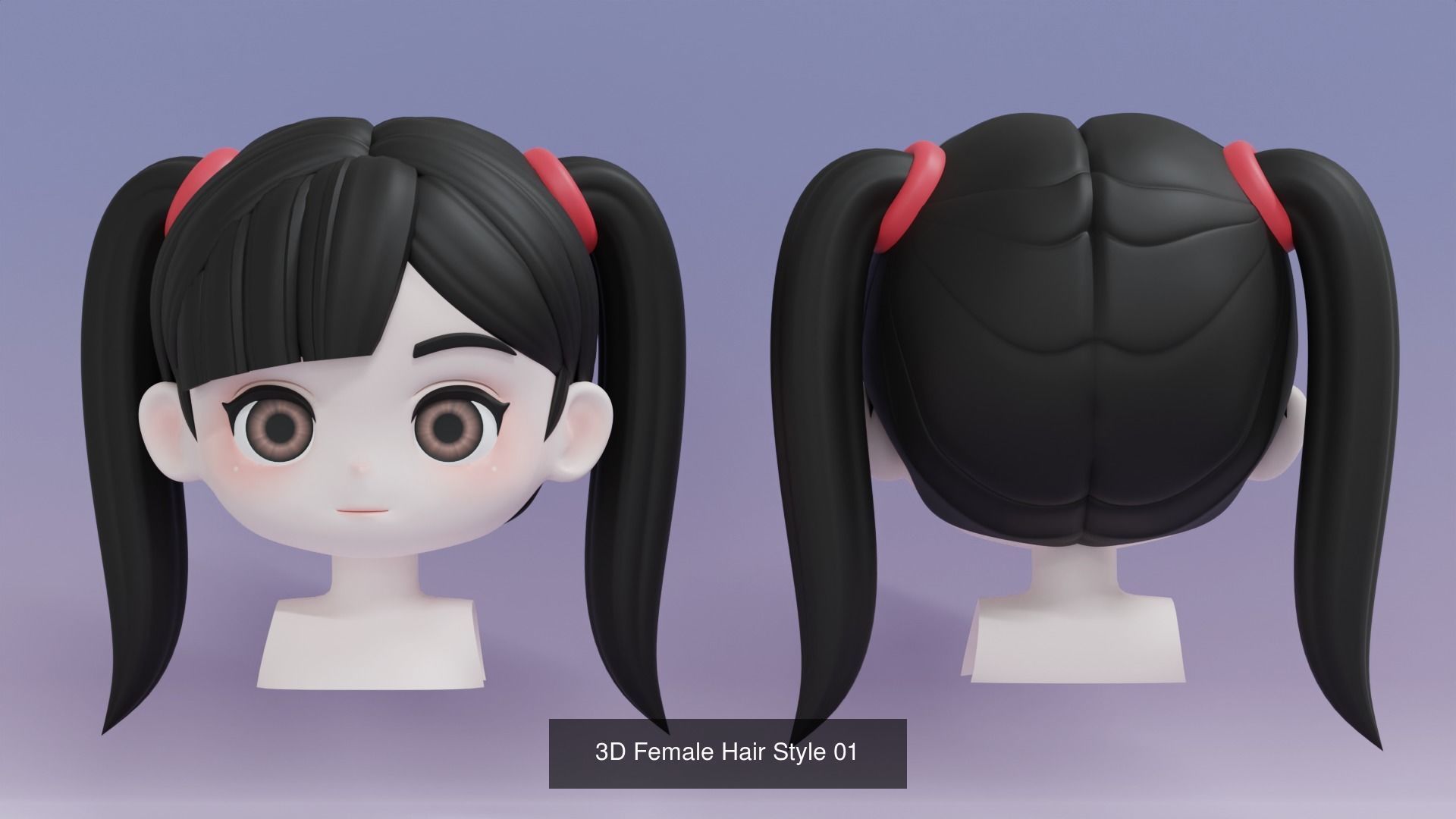 Female Hair Style Set 05 3D Model Collection_1