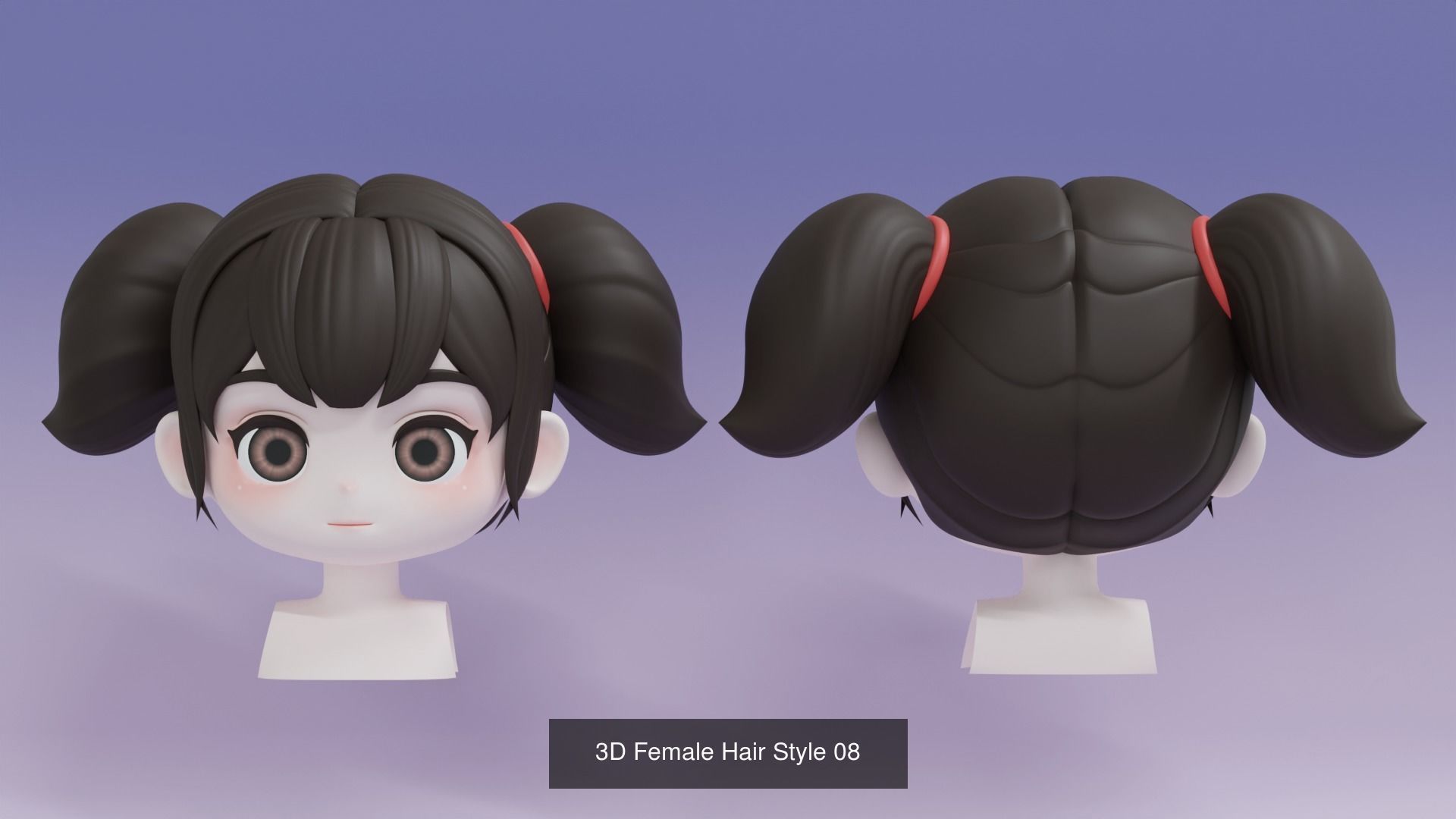 Female Hair Style Set 05 3D Model Collection_5