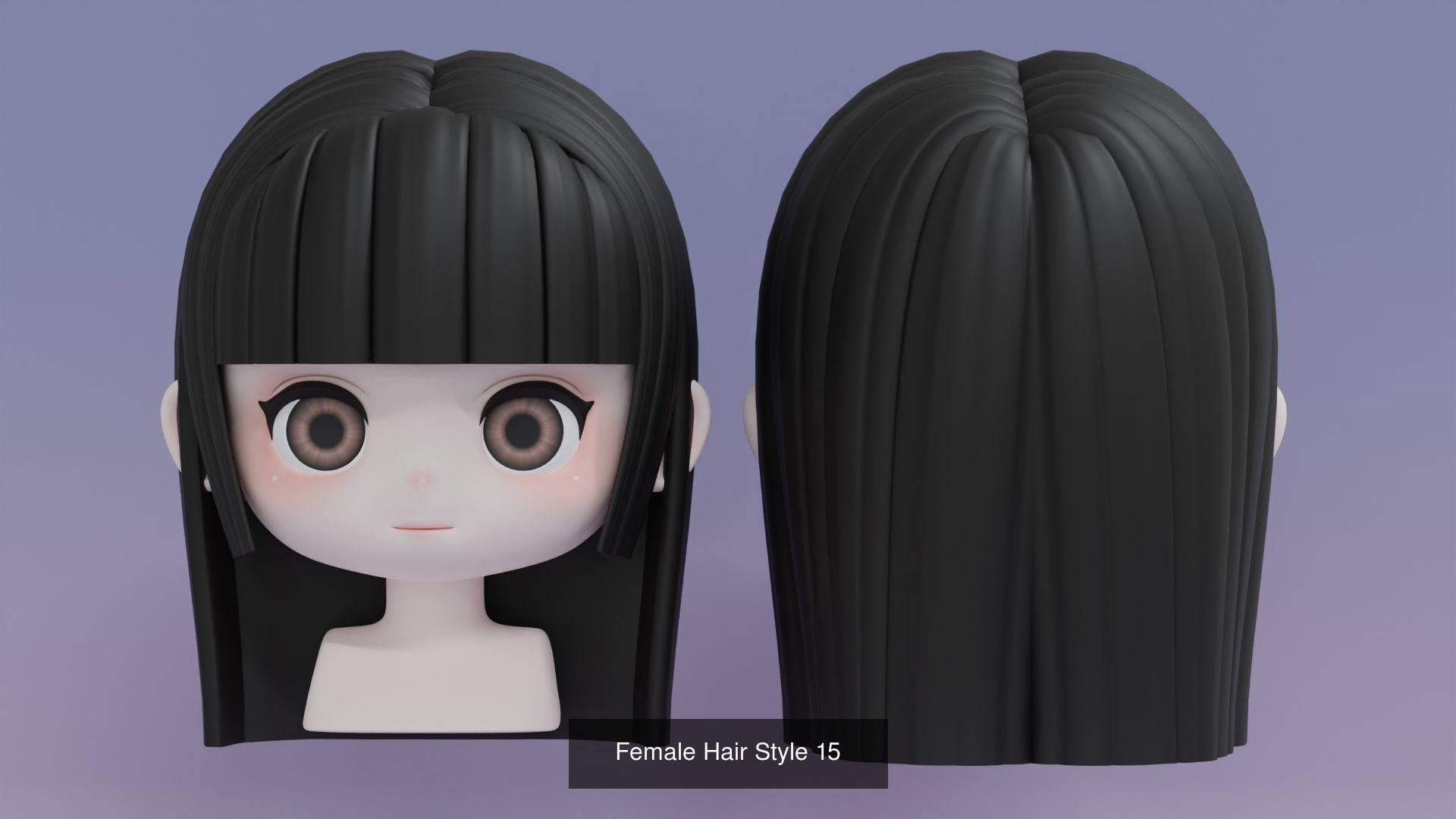 Female Hair Style Set 05 3D Model Collection_9