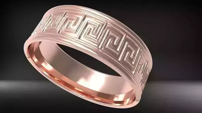 Meander Greek Design WeddingBand Light Weigh Hollow Ring Jewelry 3D print model