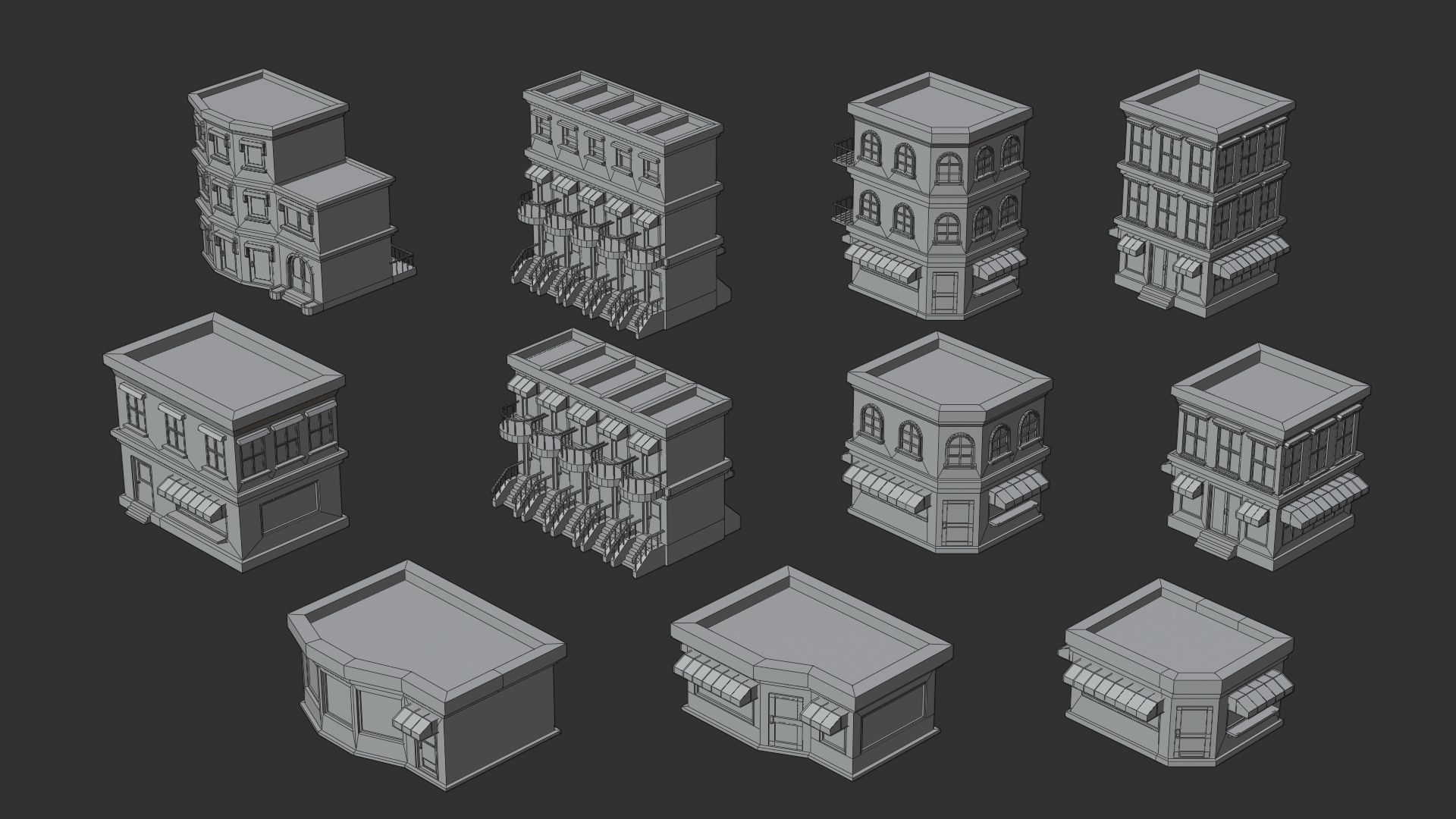 Cartoon Low Poly Building Pack Set1 Low-poly 3D model_20