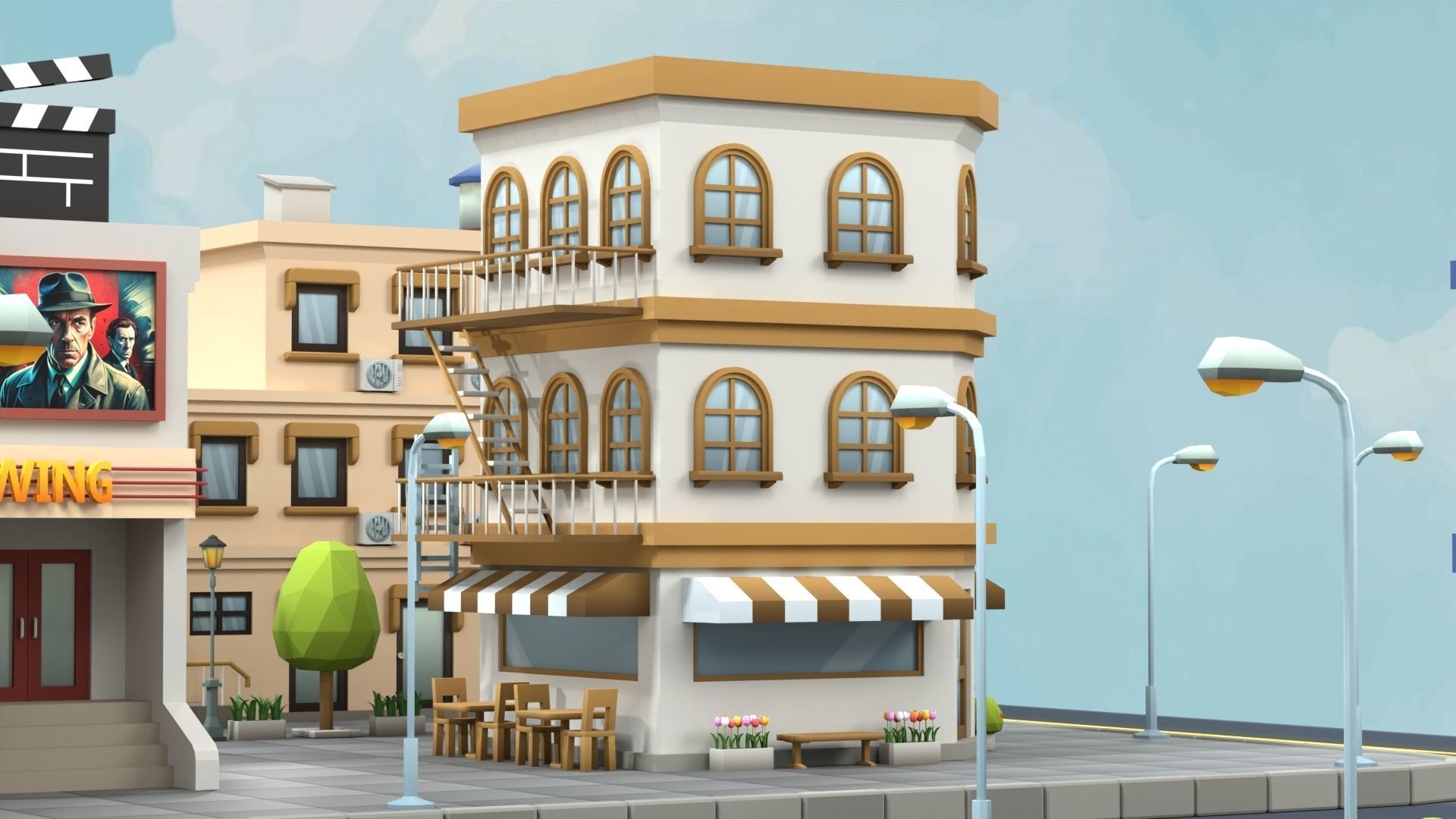 Cartoon Low Poly Building Pack Set1 Low-poly 3D model_17