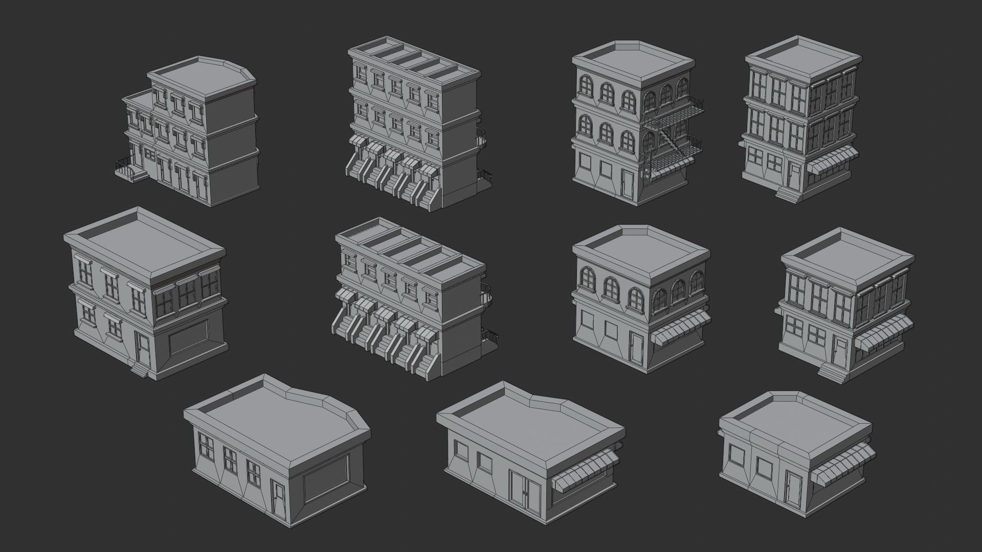 Cartoon Low Poly Building Pack Set1 Low-poly 3D model_22