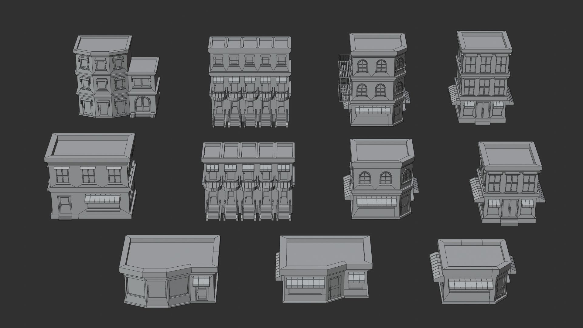 Cartoon Low Poly Building Pack Set1 Low-poly 3D model_19