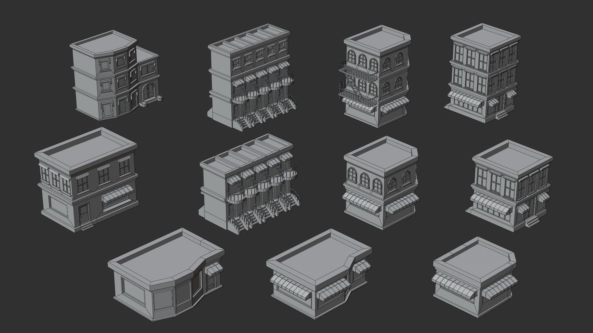 Cartoon Low Poly Building Pack Set1 Low-poly 3D model_21