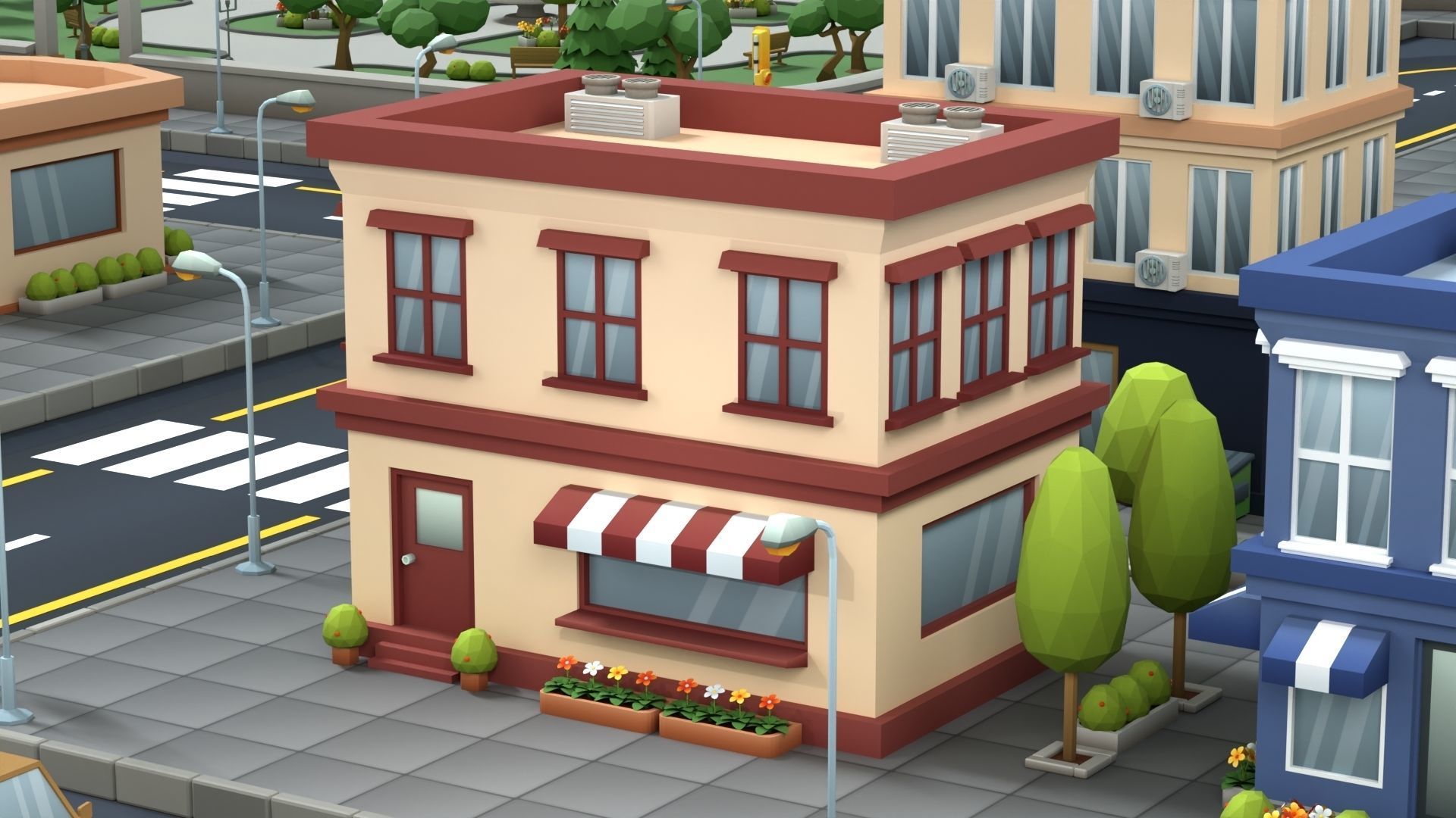 Cartoon Low Poly Building Pack Set1 Low-poly 3D model_12