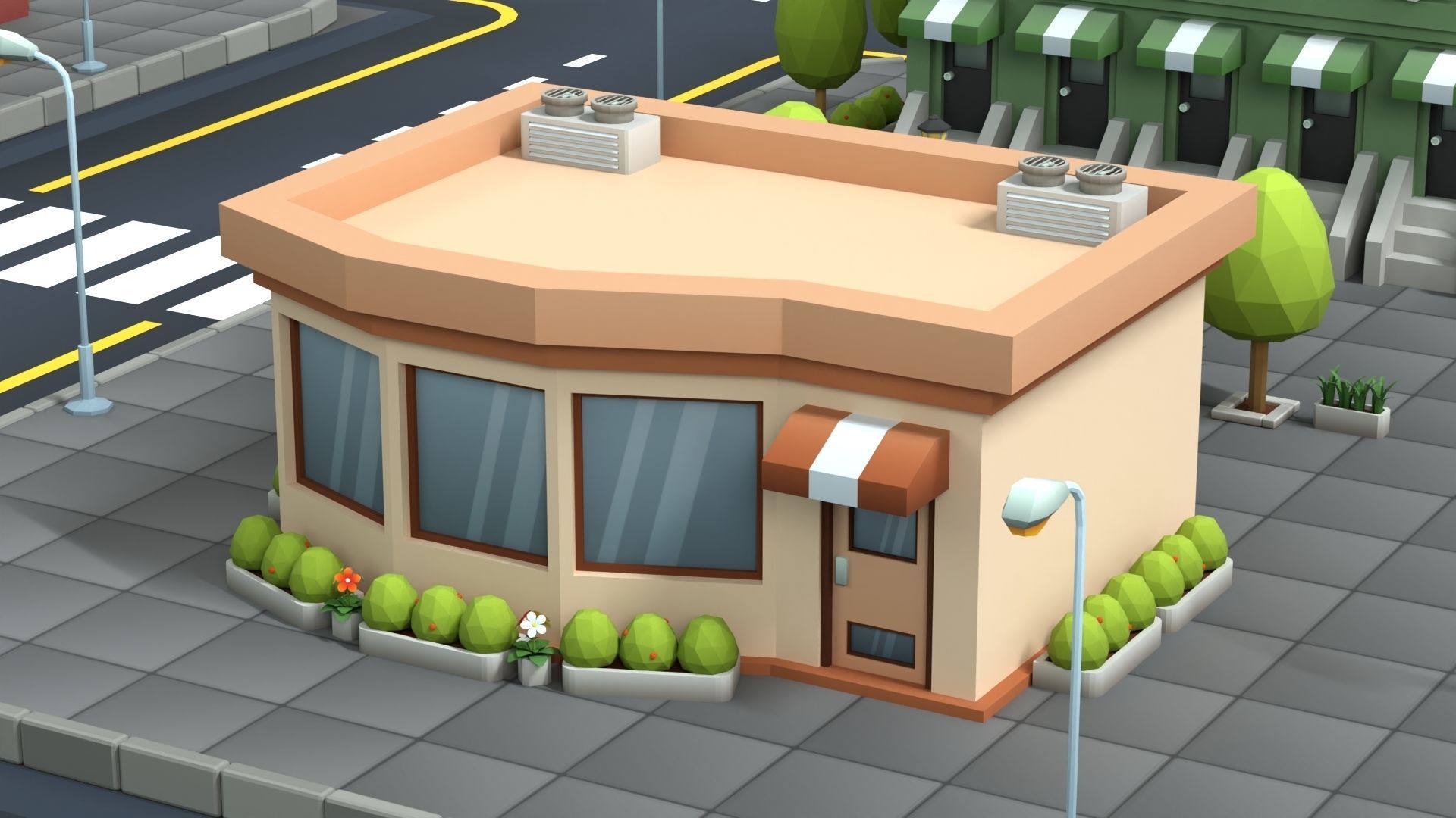 Cartoon Low Poly Building Pack Set1 Low-poly 3D model_9