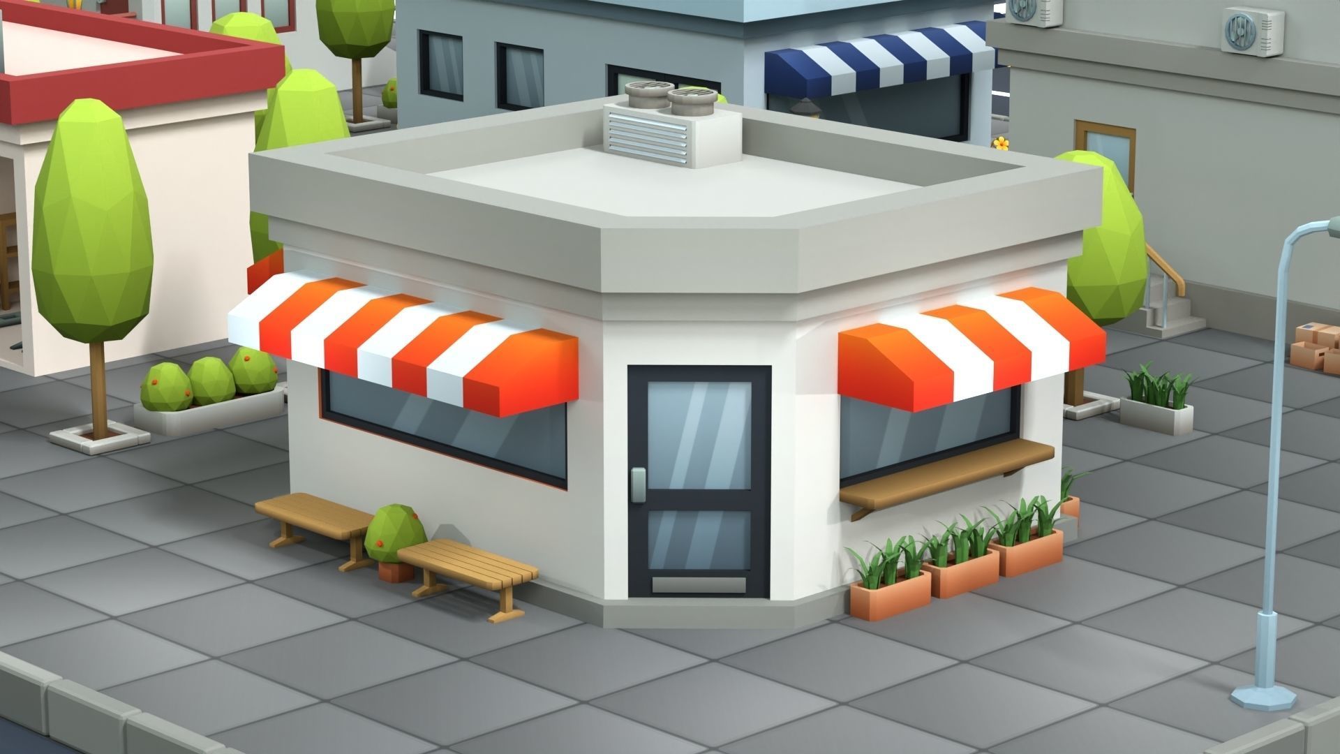 Cartoon Low Poly Building Pack Set1 Low-poly 3D model_11