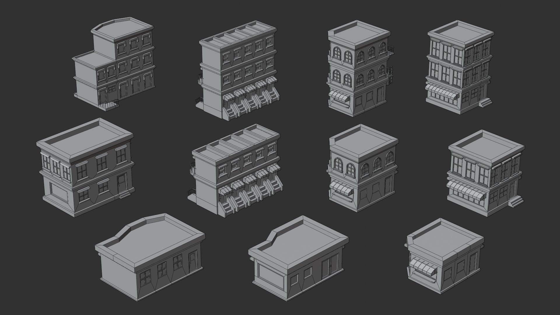Cartoon Low Poly Building Pack Set1 Low-poly 3D model_23