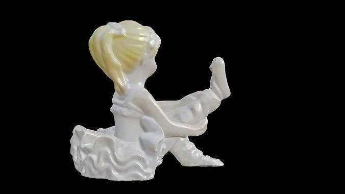 Porcelain Child Ballerina preparing for ballet Free low-poly 3D model