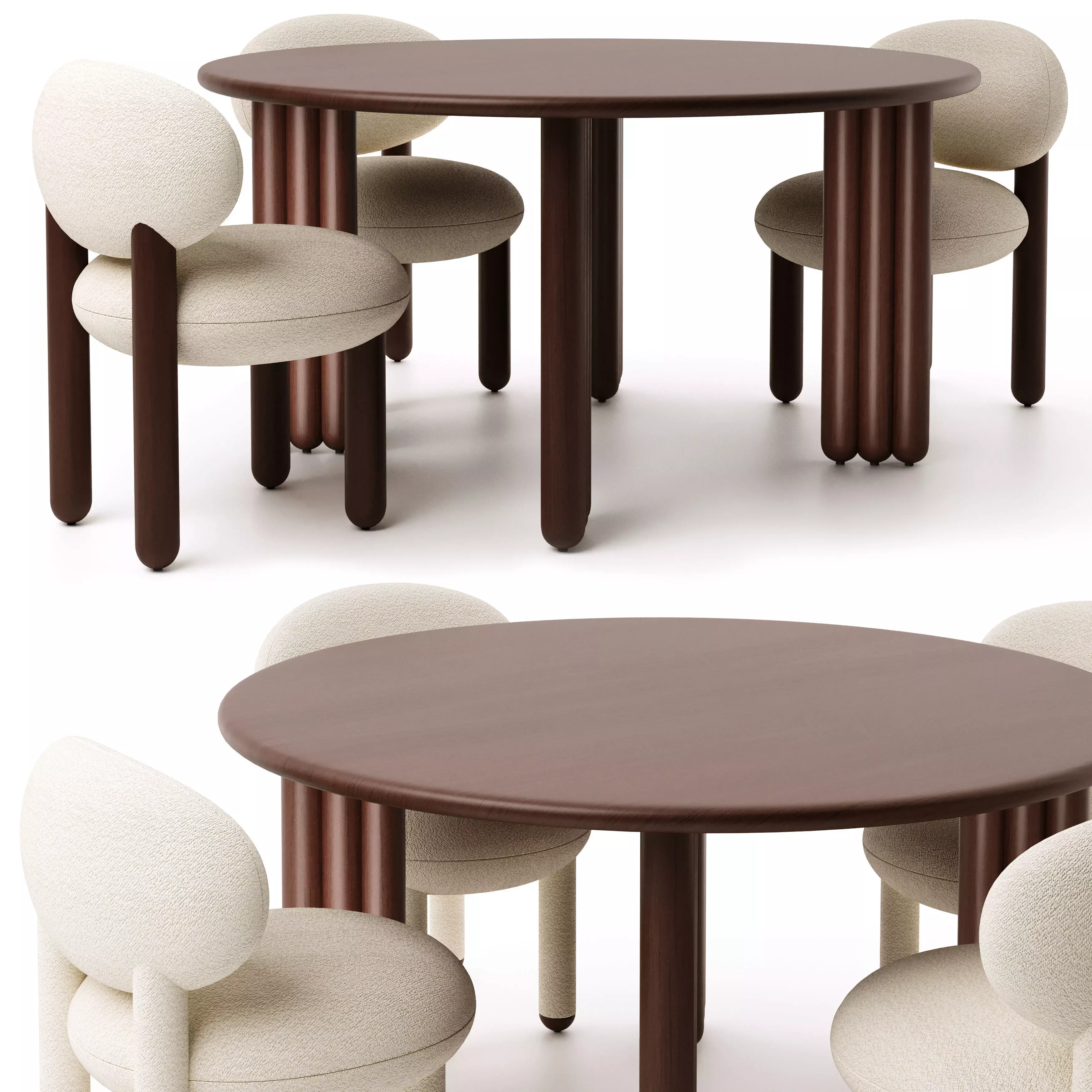 Noom Dining Table Flock Chair Flock Set Free 3D model