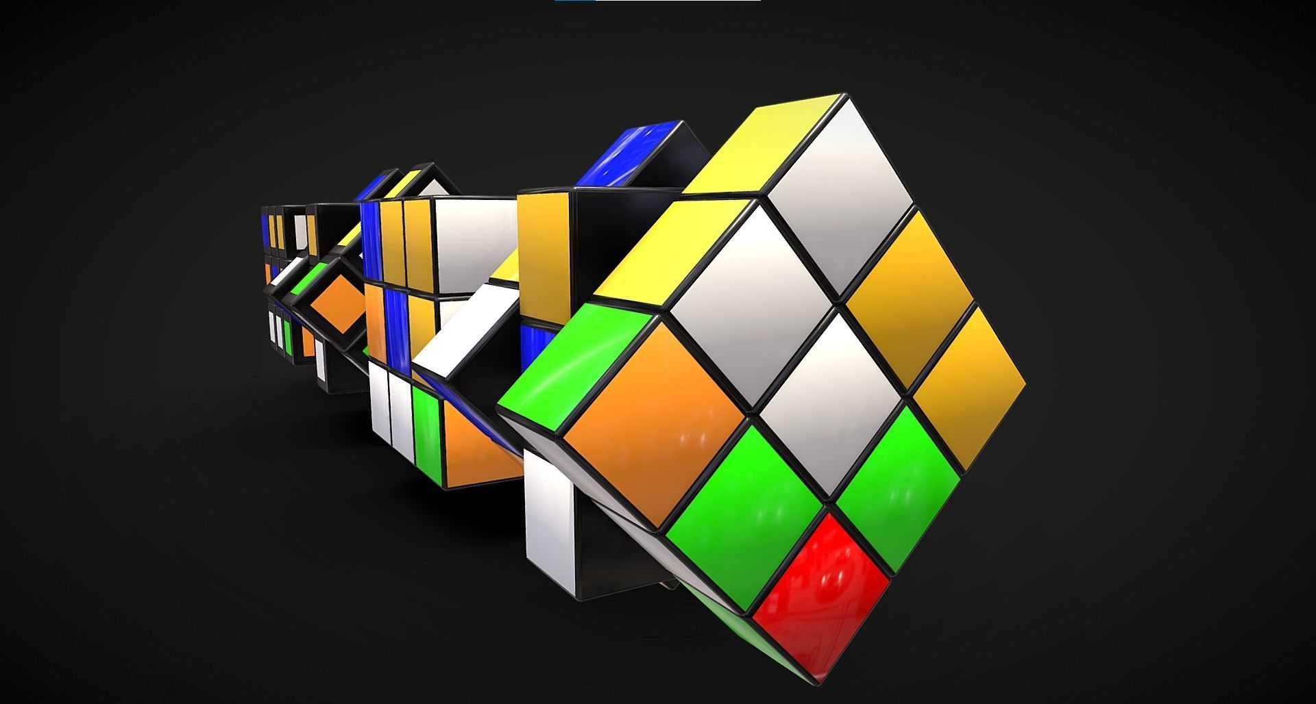 Rubik s Cube Low-poly 3D model_2